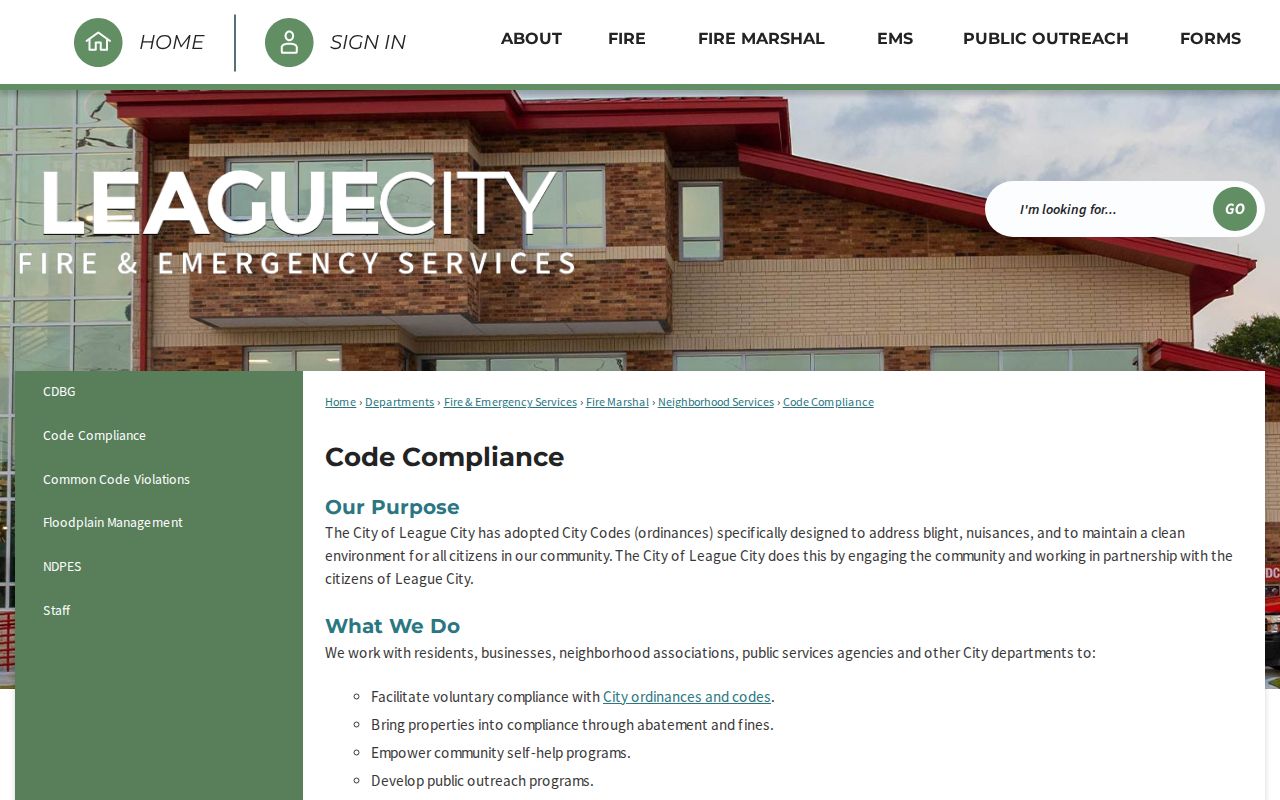 League City neighbors research through the Code Compliance public records page