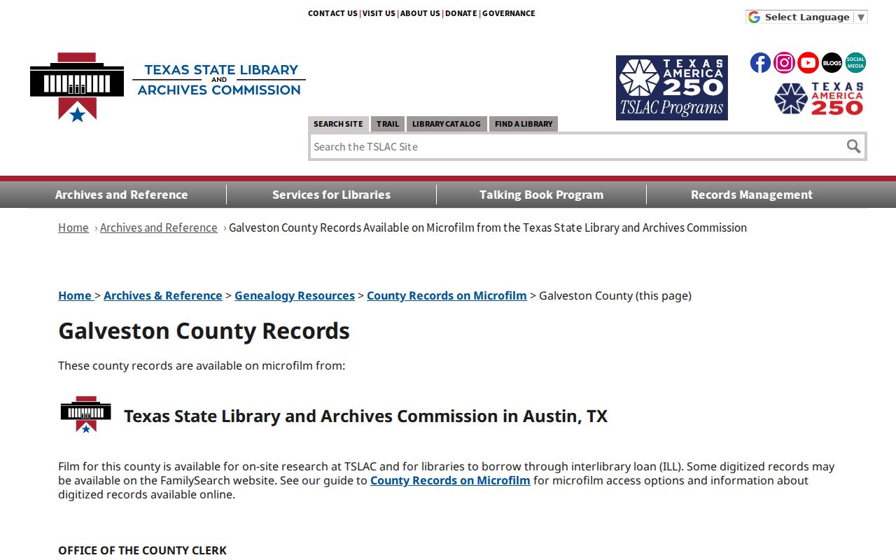 League City previous residents research using TSLAC Galveston County microfilm