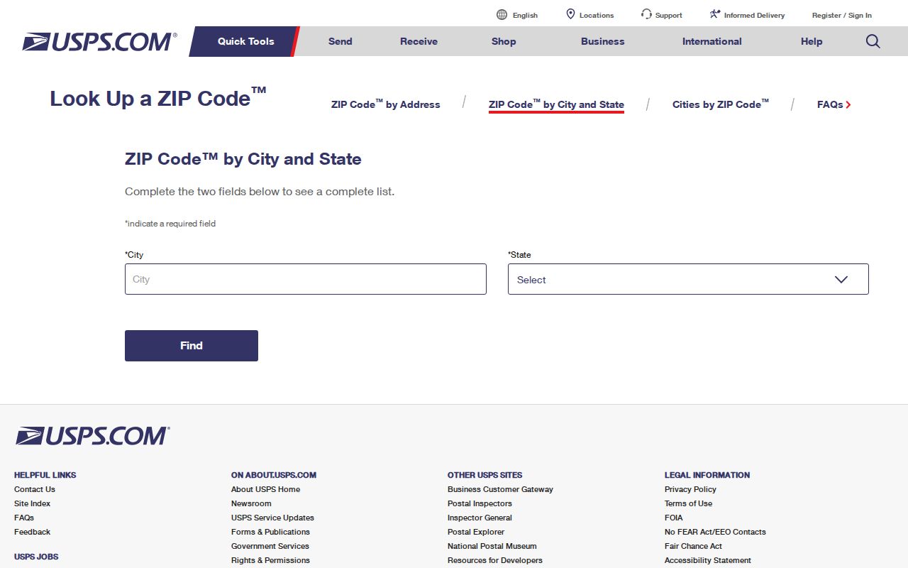 League City ZIP code directory view of the USPS ZIP lookup